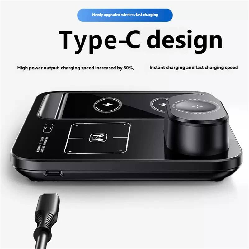 Newly upgraded wireless fast charging  
Type-C design  

High power output, charging speed increased by 80%,  
Instant charging and fast charging speed