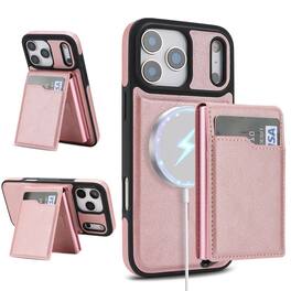 Dteck - Magnetic Wallet Case for Apple iPhone 17 Pro Max,Mag Safe Shockproof Phone Cover with Detachable Pop-Up Card Holder - Pink