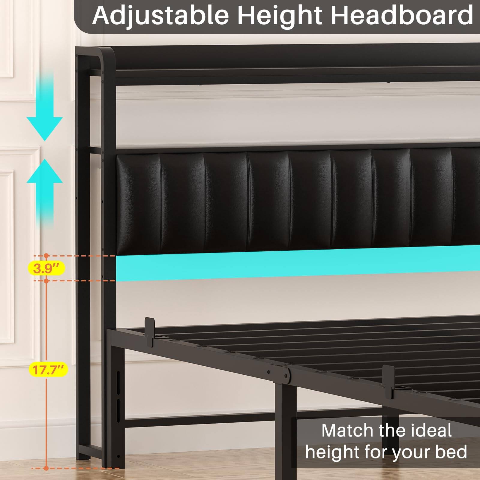 Adjustable Height Headboard 3.9" 17.7" Match the ideal height for your bed