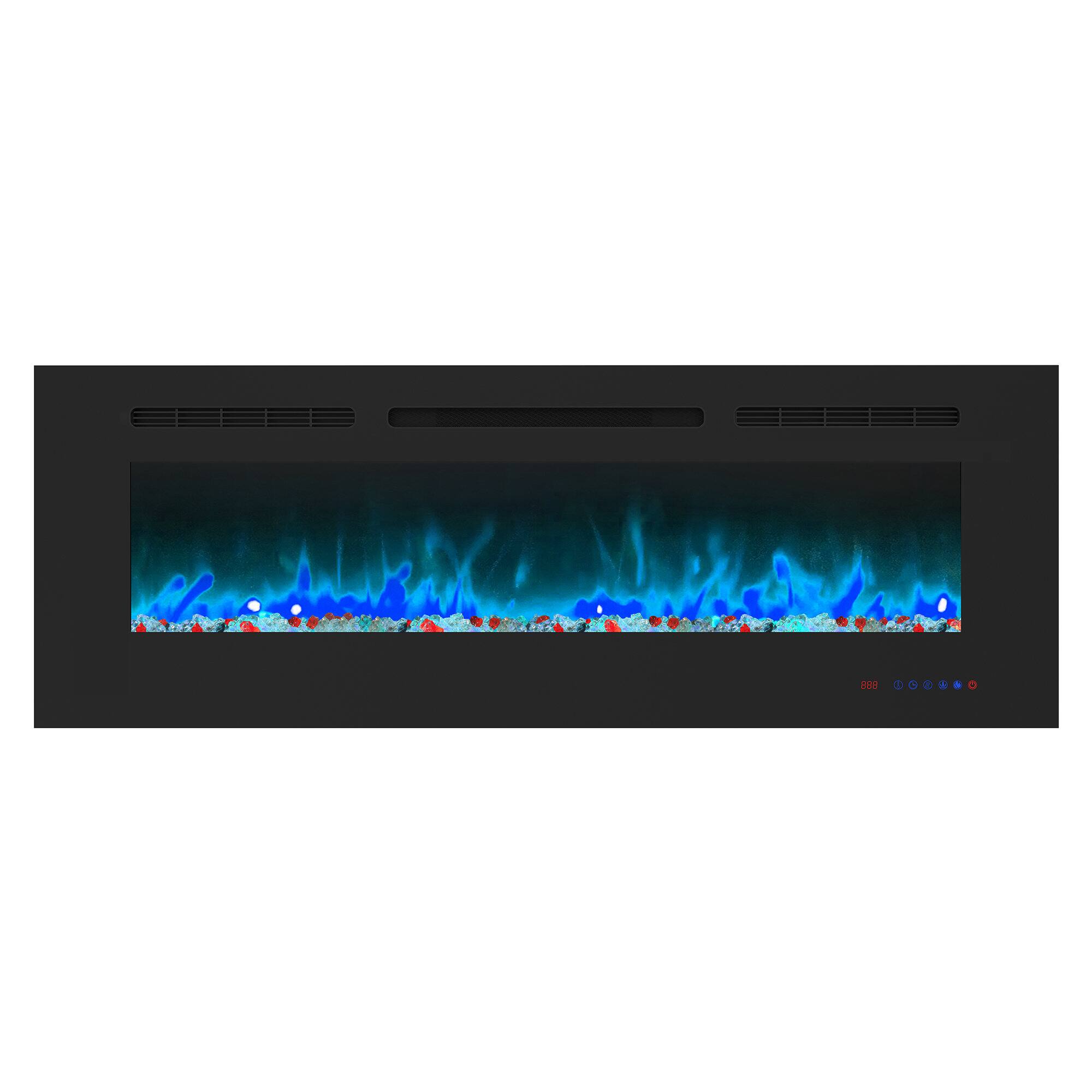 Alt View 2. Ihomeadore - 50" Electric Wall-Mounted Recessed Fireplace Insert with Remote, Adjustable Flame Color and Speed - Black.