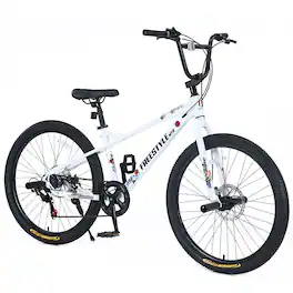 Anysun - Kids Bike Double Disc Brakes 26 Inch Children's Bicycle for Boys Girls Age 12+ Years - White