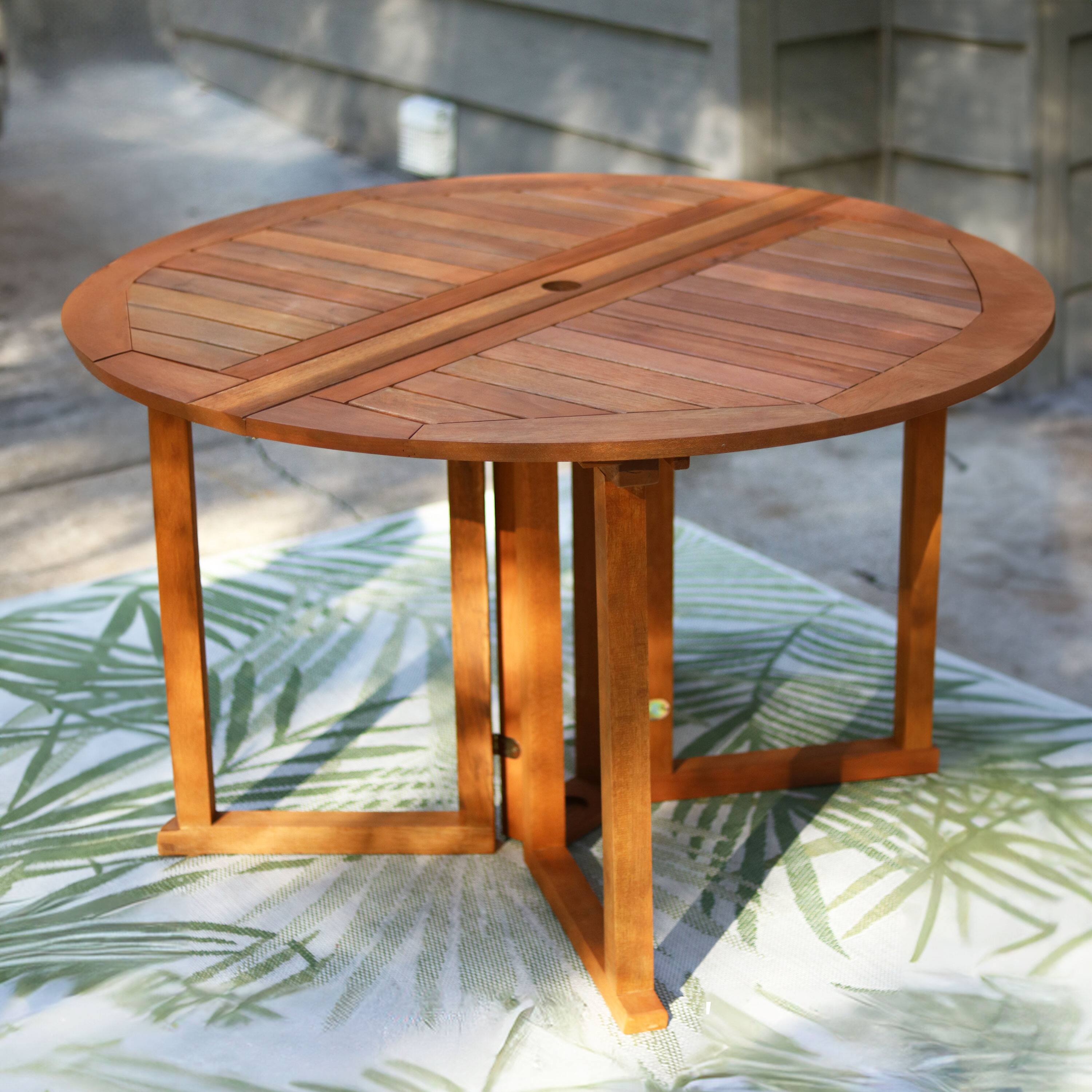 Alt View 7. Sunnydaze - Malaysian Hardwood Gateleg Patio Table with Teak Oil Finish - Brown.