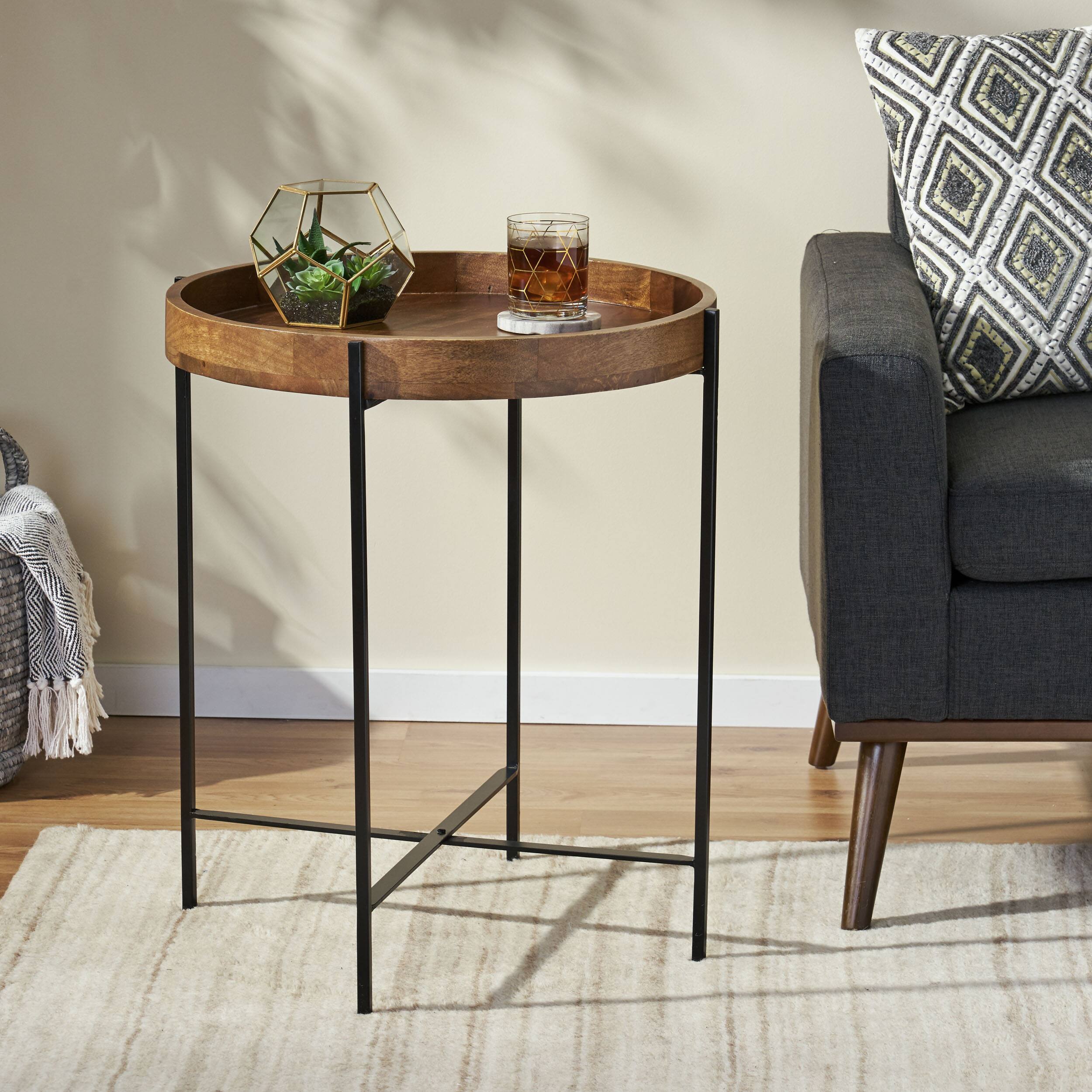 Alt View 1. Ecooso - Round End Table, Modern Small Accent Table for Bedroom, Office, or Living Room - Natural.