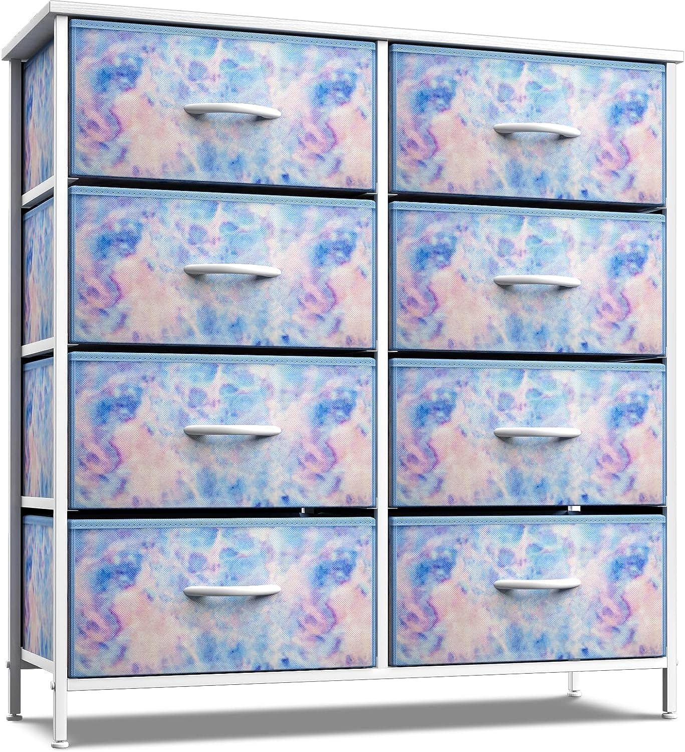 Front. Sorbus - Sorbus 8 Drawers Dresser- Storage Unit with Steel Frame, Wood Top, Fabric Bins - for Bedroom, Closet, Office, and more - Tie dye blue.