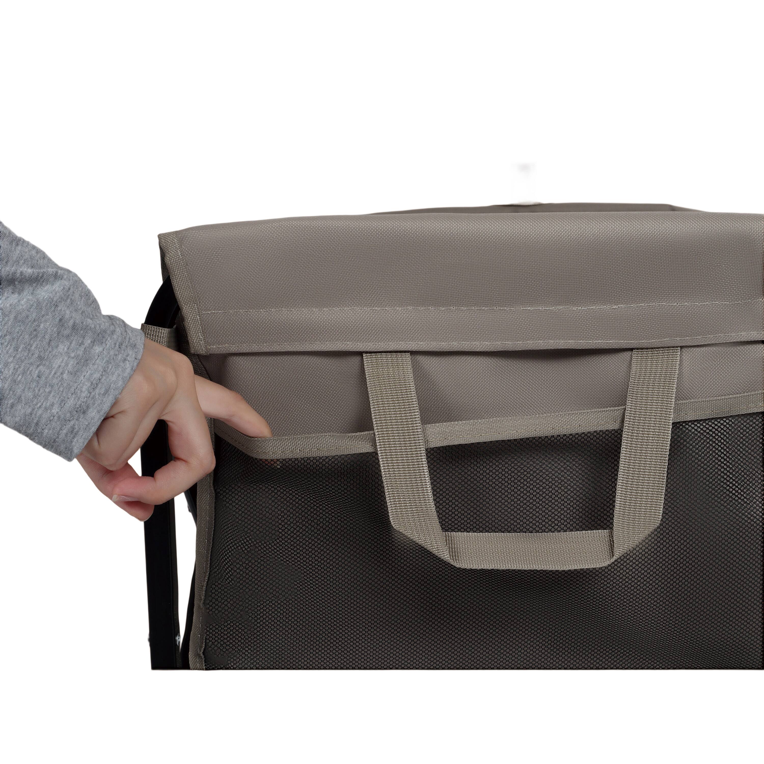 Alt View 4. Mondawe - Expandable Dual-Layer Wagon Utility Carts w/ 225LBS Capacity, 360° All-Terrain Wheels - Beige.