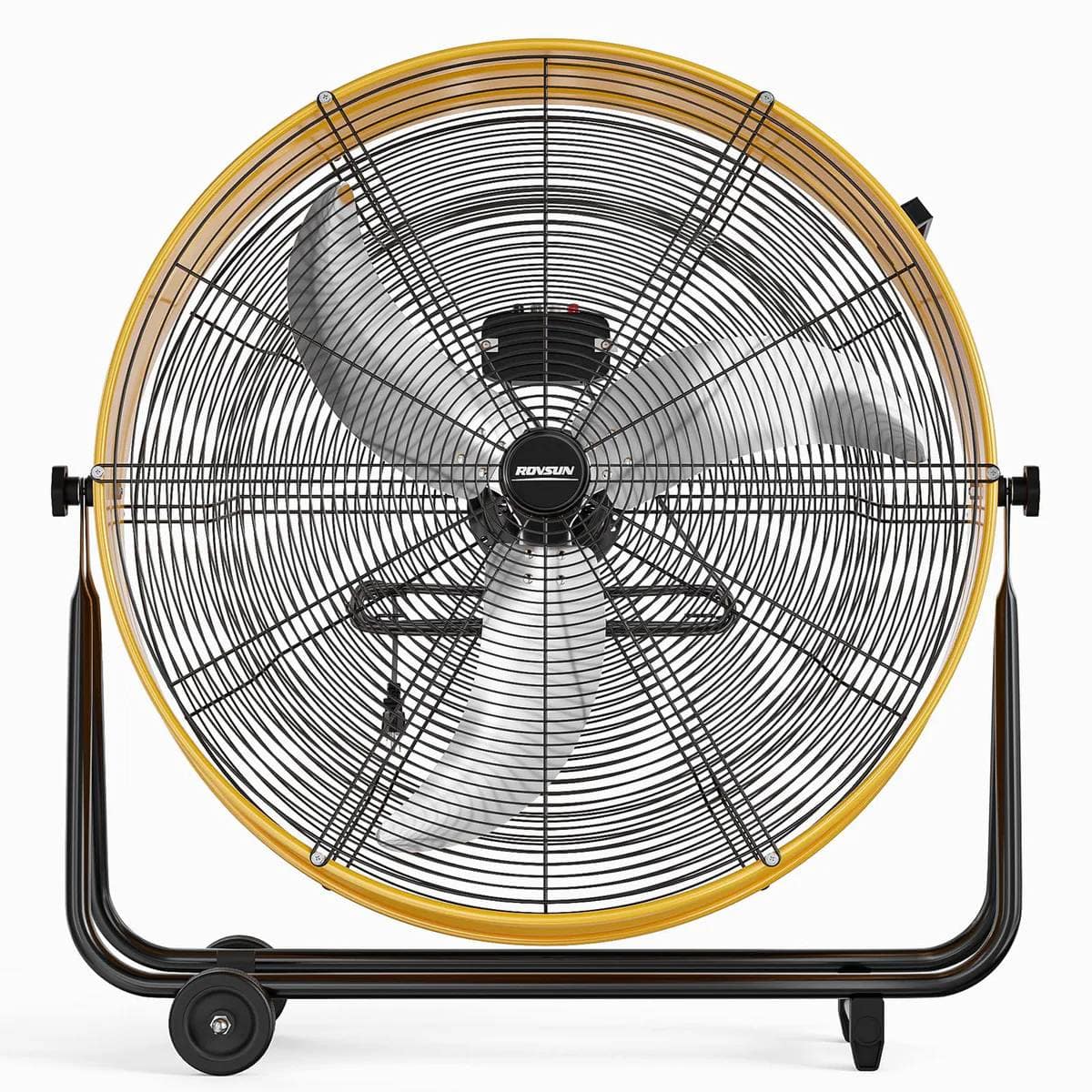 Winado - 30 inch Industrial Drum Fan, 13000CFM High Velocity Metal Floor Fan with Handle, 3-Speeds, Air Circulator for Gym, Barn - Yellow