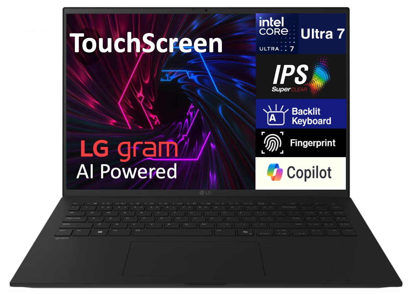 Intel Core Ultra 7 TouchScreen Ultra 7 IPS SuperClear LG gram AI Powered LG Backlit Keyboard Fingerprint Copilot
