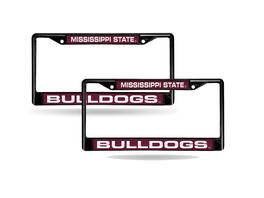 Rico Industries - Mississippi State Bulldogs Black Metal Laser License Plate Frame - Set of 2 Frames - Multi