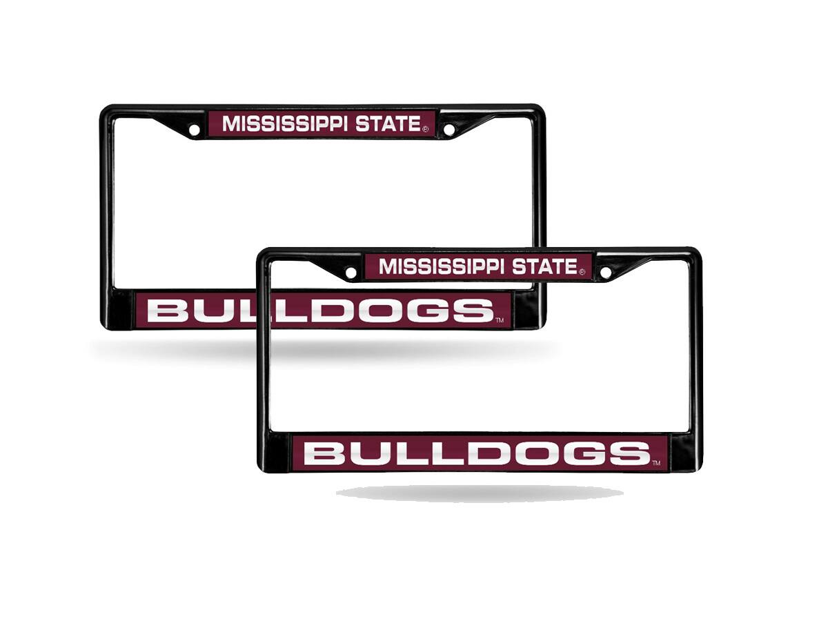 Mississippi State Bulldogs Black Metal Laser License Plate Frame - Set of 2 Frames