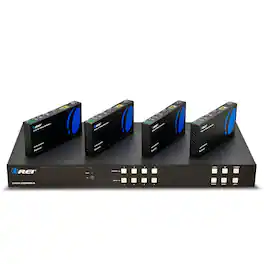 Orei - 4K HDBaseT 4x4 HDMI Extender Matrix (Loop) - 400ft (cat6)-UHD44-EXB400R-K - Black