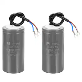Unique Bargains - 2pcs CD60 Run Capacitor 150uF 450V 5% Motor Starting with 2 Wires for Air Compressor Washing Machine - Gray
