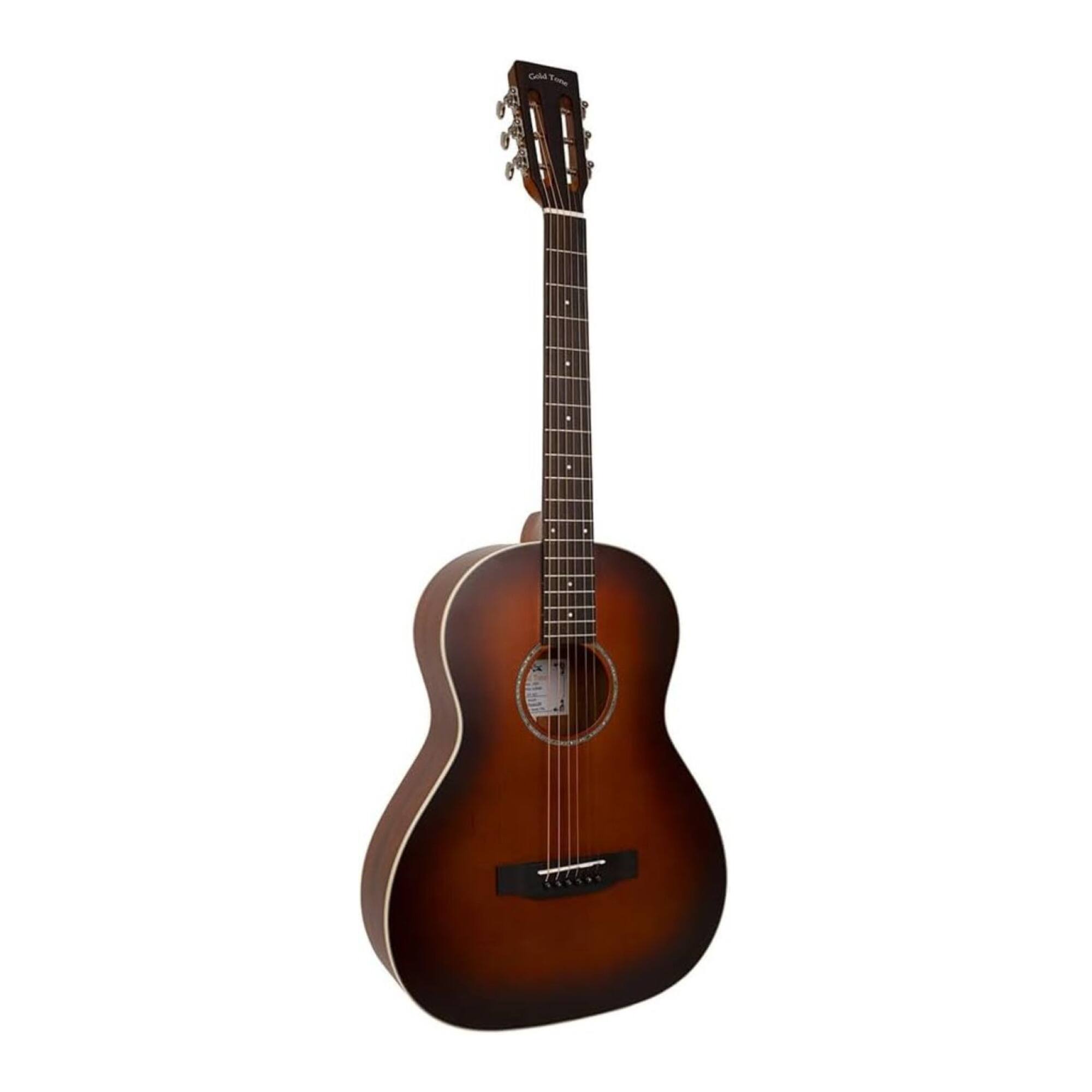 Angle. Gold Tone - Gold Tone The Parlor Acoustic-Electric All Solid Wood Guitar with Bag (Burst).