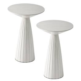 COZAYH - Pedestal Small Round Martini Table for Living Rooms or Bedrooms, Set of 2 - White