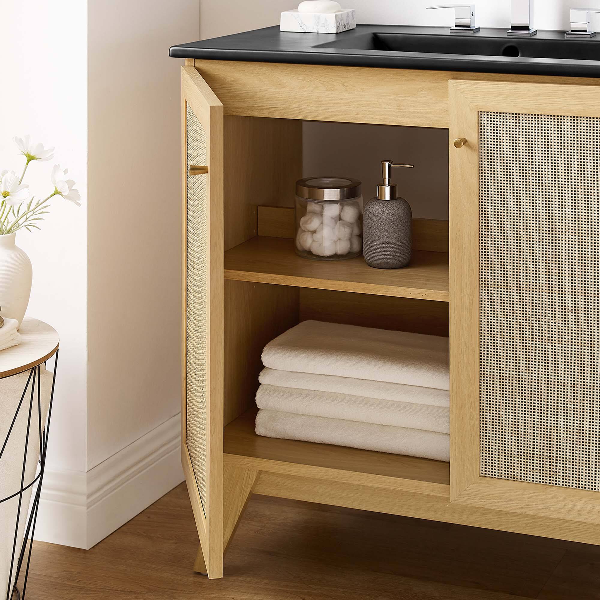 Alt View 1. Modway - Soma Bathroom Vanity with Black Basin Included by Modway - Oak Black.