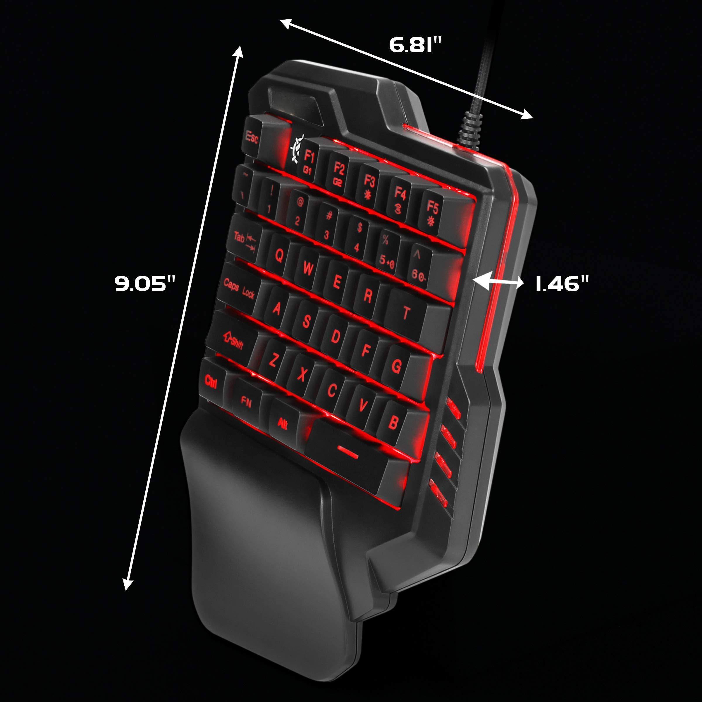 6.81"  
9.05"  
1.46"  

F1 G1  
F2 G2  
F3  
F4  
F5  

Tab  
Caps Lock  
Shift  

Q W E R T  
A S D F G  
Z X C V B  

Ctrl  
FN  
Alt  

Esc  
1 2 3 4 5 6 7 8 9 0  
- = [ ] \ ; ' , . /