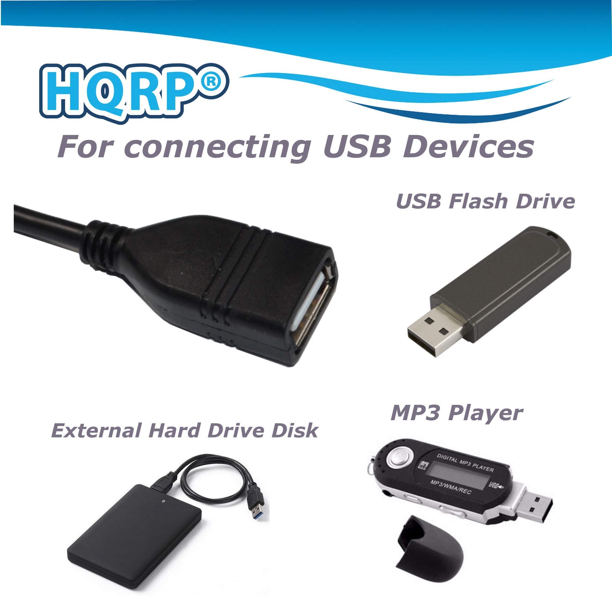 HQRP®  
For connecting USB Devices  
USB Flash Drive  
External Hard Drive Disk  
MP3 Player  
DIGITAL MP3 PLAYER  
MP3/WMA/REG