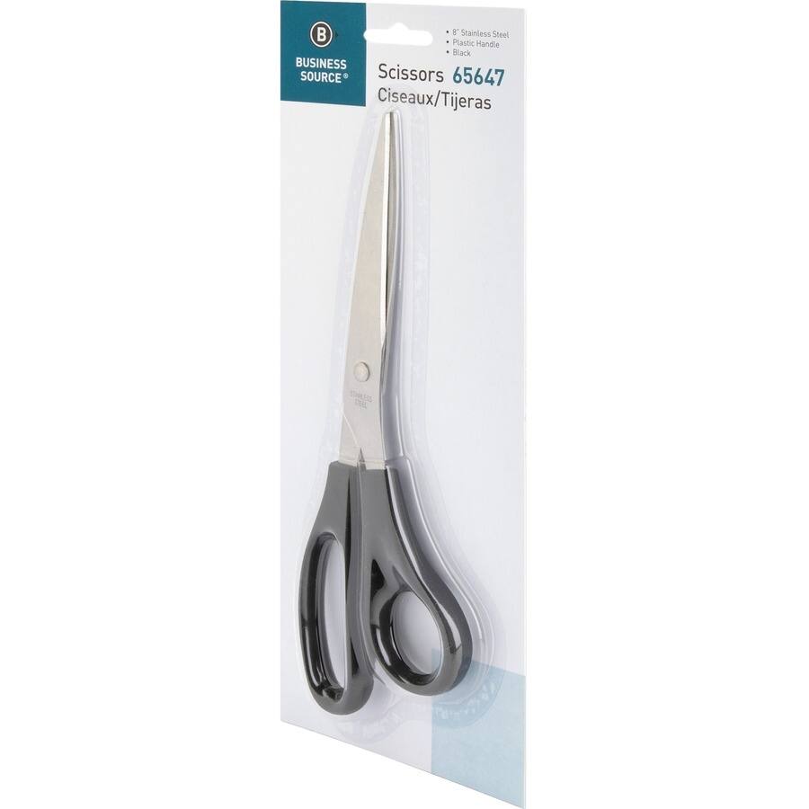 Stainless Steel Plastic Handle Black BUSINESS SOURCE Scissors 65647 Ciseaux/Tijeras