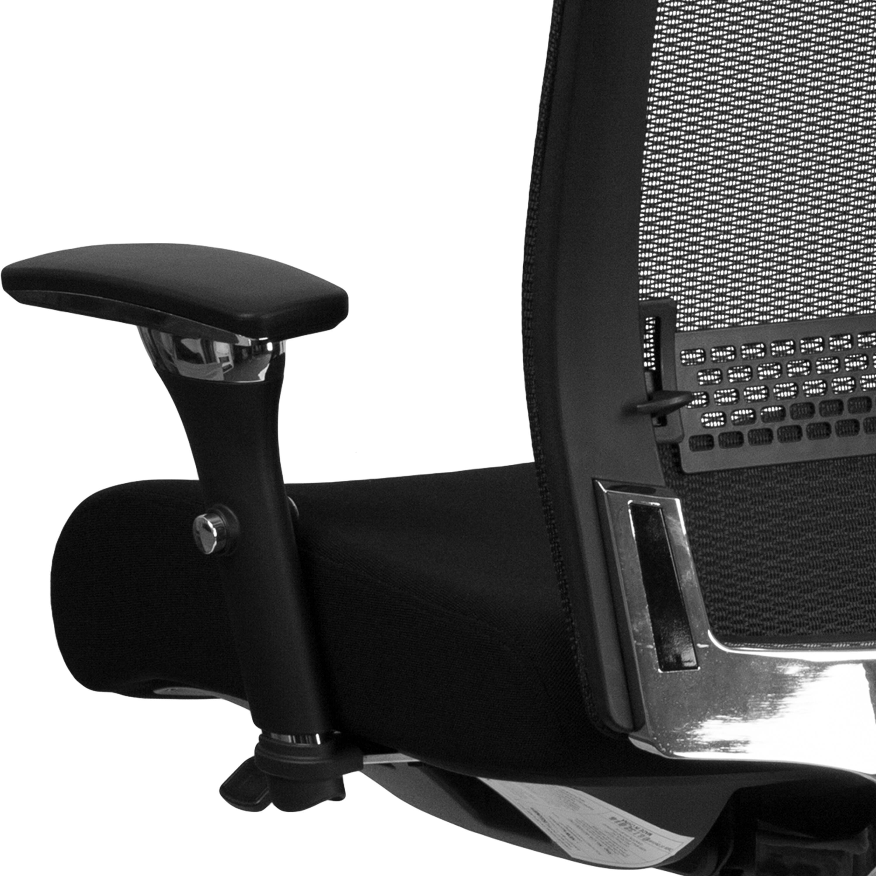Alt View 6. Emma + Oliver - 24/7 300 lb. Rated High Back Swivel Seat Slider Lumbar Ergonomic Office Chair - Black Mesh & Fabric.