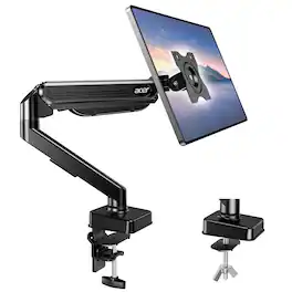 Acer - Single Monitor Mount, Fully Adjustable Monitor Arm Fits 17 to 34 Inch Screens, Gas Spring VESA Mount with C-Clamp - Black