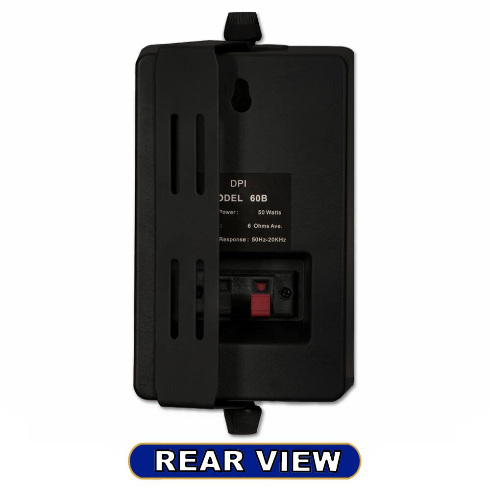 DPI  
MODEL 60B  
Power: 50 Watts  
6 Ohms Ave.  
Response: 50Hz-20KHz  

REAR VIEW