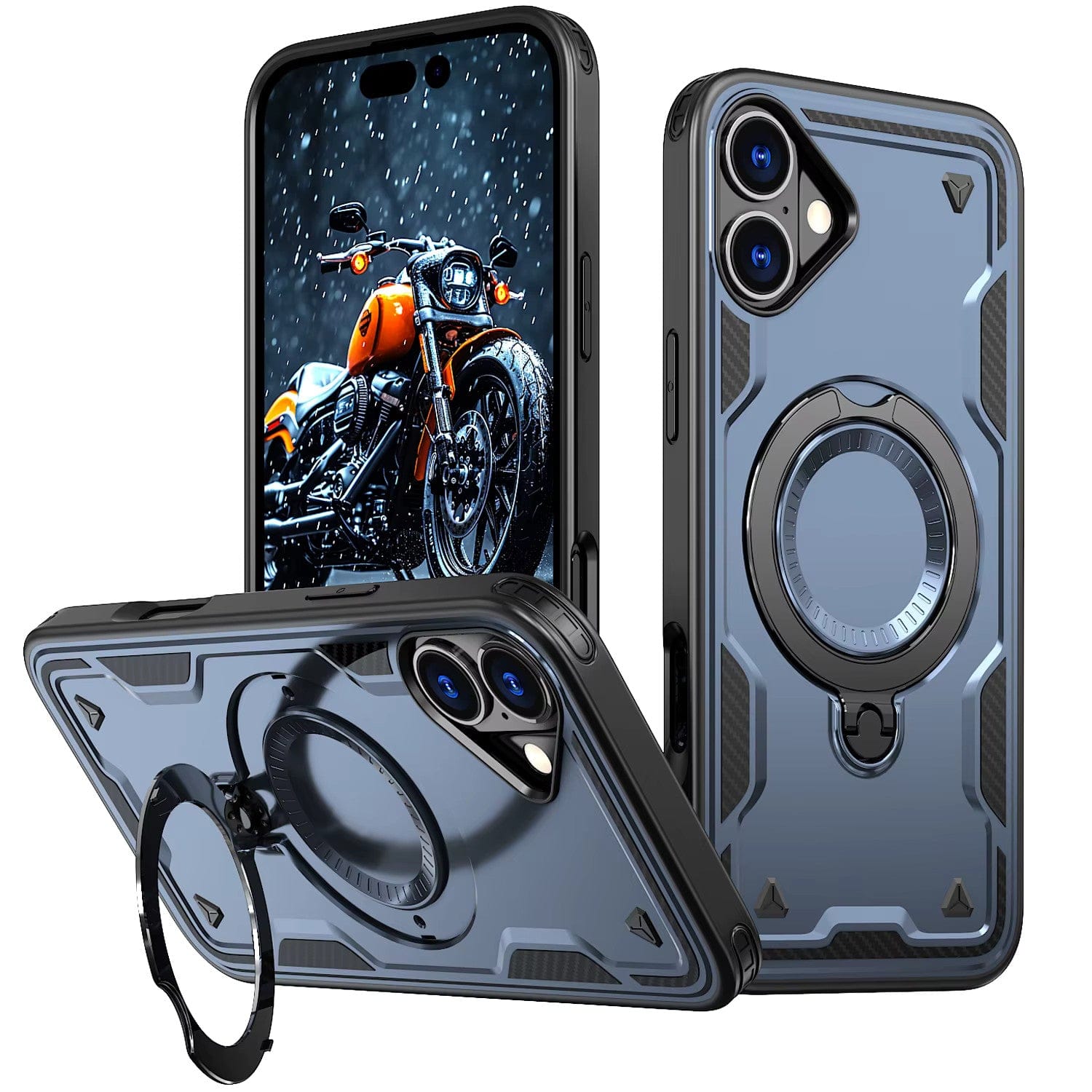 Reiko - 360 Degree Magnetic Versatile Stand Compatible With Iphone 16 Plus - Navy Blue