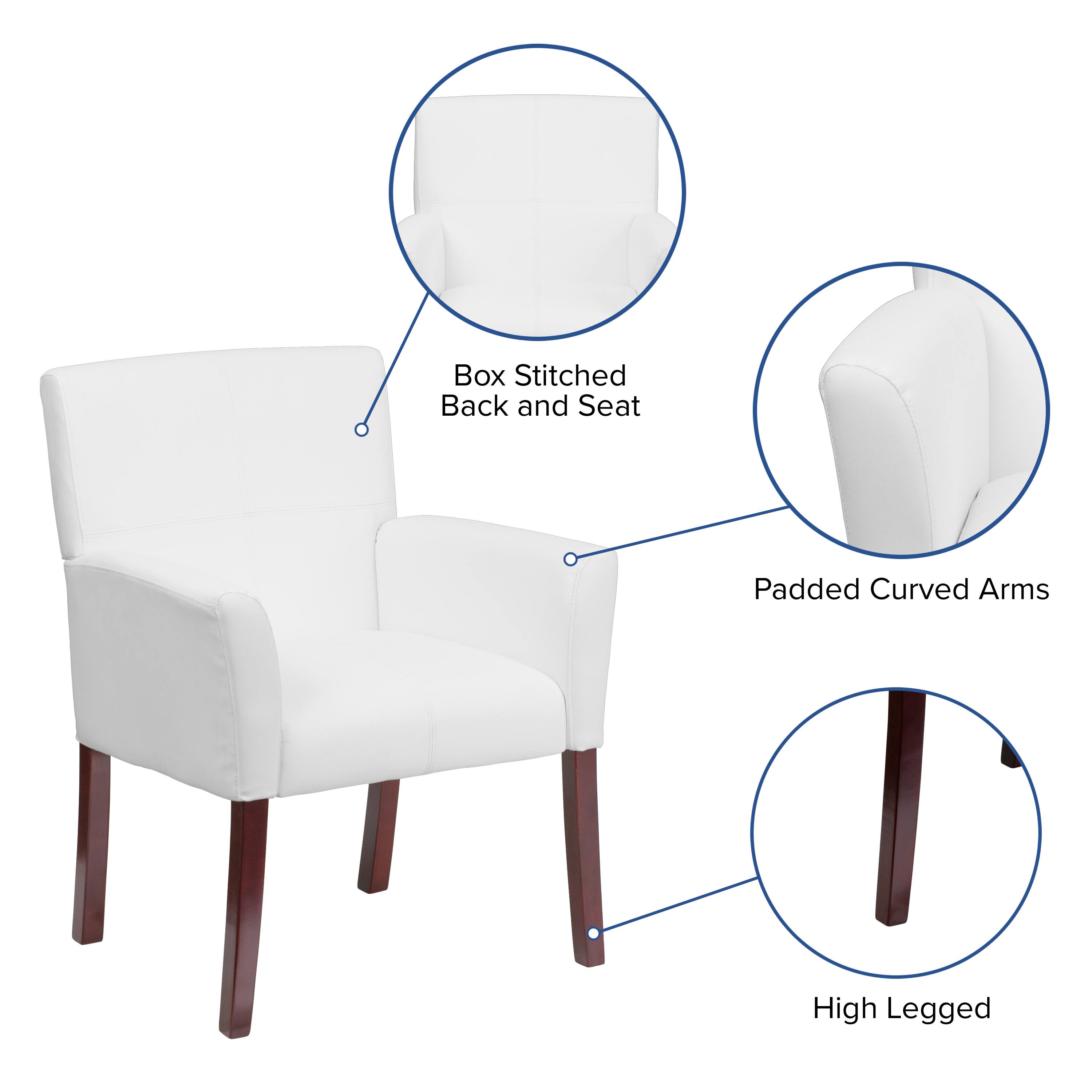 Box Stitched Back and Seat  
Padded Curved Arms  
High Legged