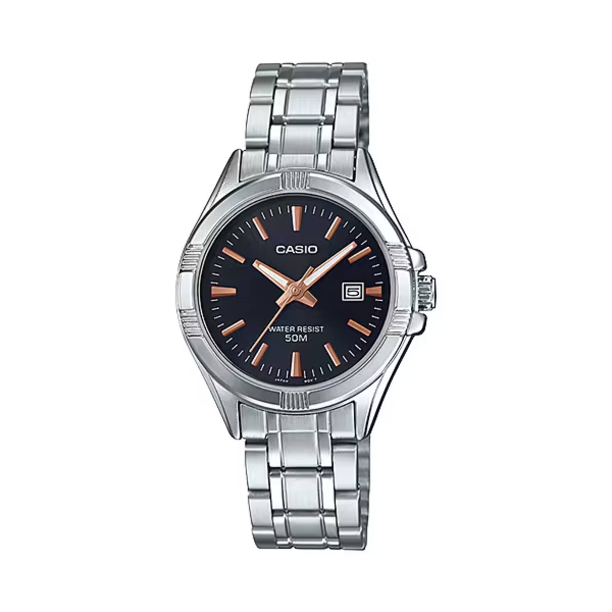 Casio - Women’s Analog Black Dial Stainless Steel Bracelet Watch - LTP-1308D-1A2V - Silver price history on PriceWatchPro
