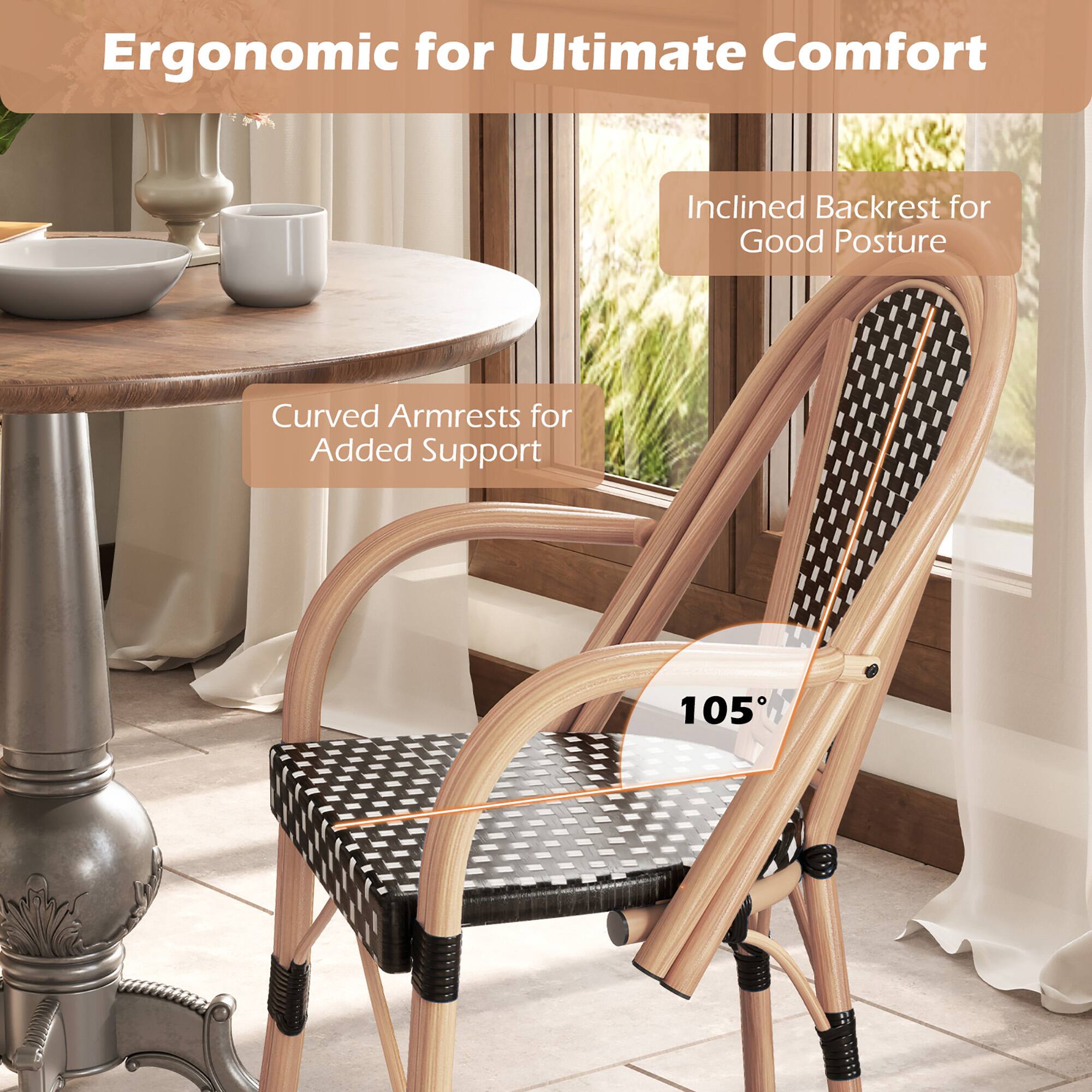 Ergonomic for Ultimate Comfort

Inclined Backrest for Good Posture

Curved Armrests for Added Support

105°