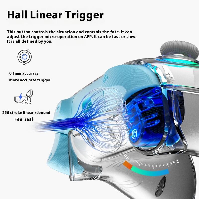 Hall Linear Trigger

This button controls the situation and controls the fate. It can adjust the trigger micro-operation on APP. It can be fast or slow. It is all defined by you.

- 0.1mm accuracy
  More accurate trigger

- 256 stroke linear rebound
  Feel real