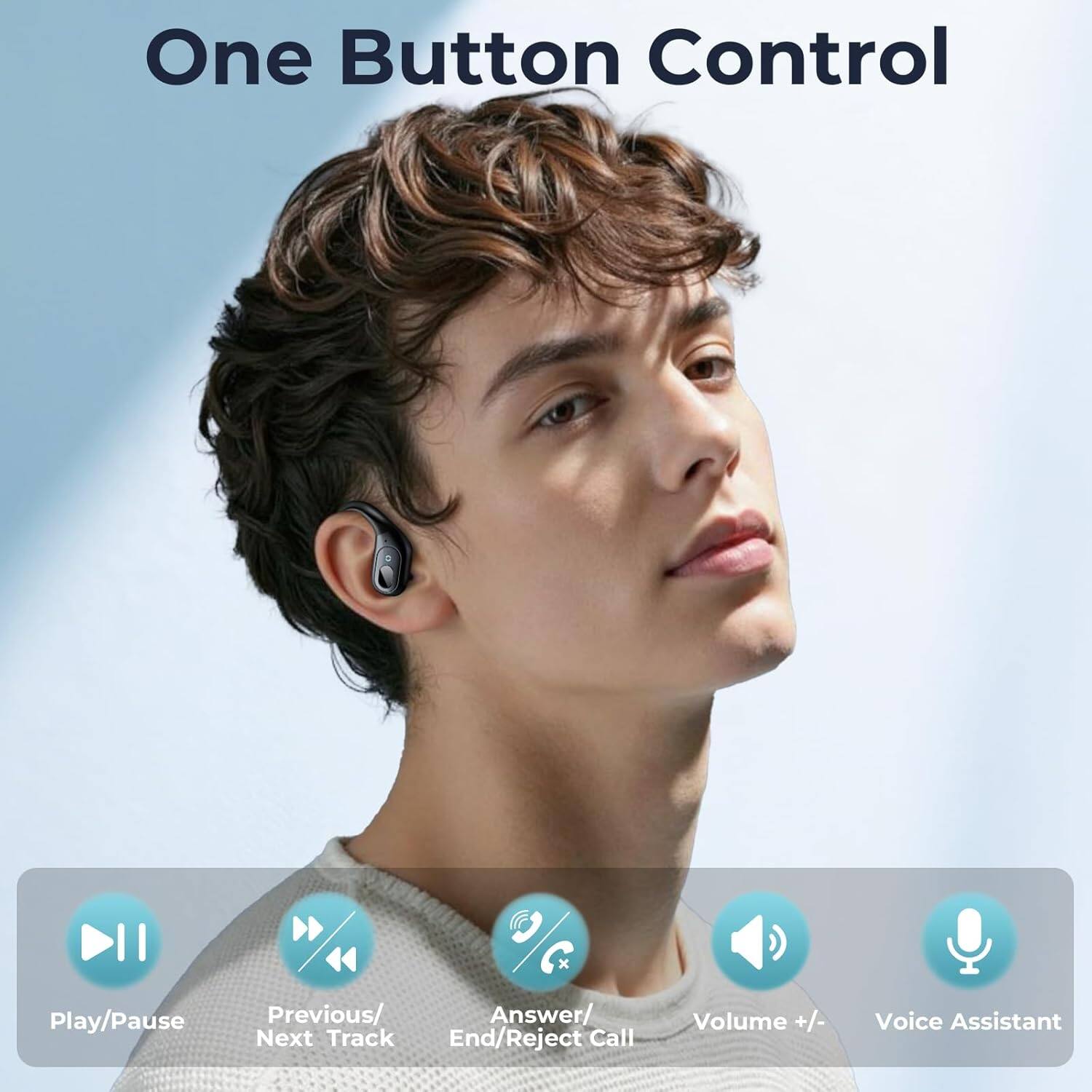 One Button Control

- Play/Pause
- Previous/Next Track
- Answer/End/Reject Call
- Volume +/- 
- Voice Assistant