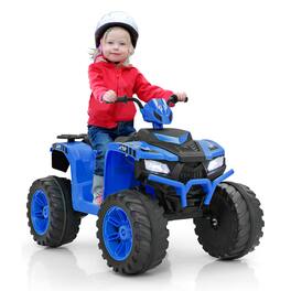 Gymax - Kids Ride-On ATV 24V Battery Powered Electric Vehicle w/ Wireless Connection Music Radio - Blue