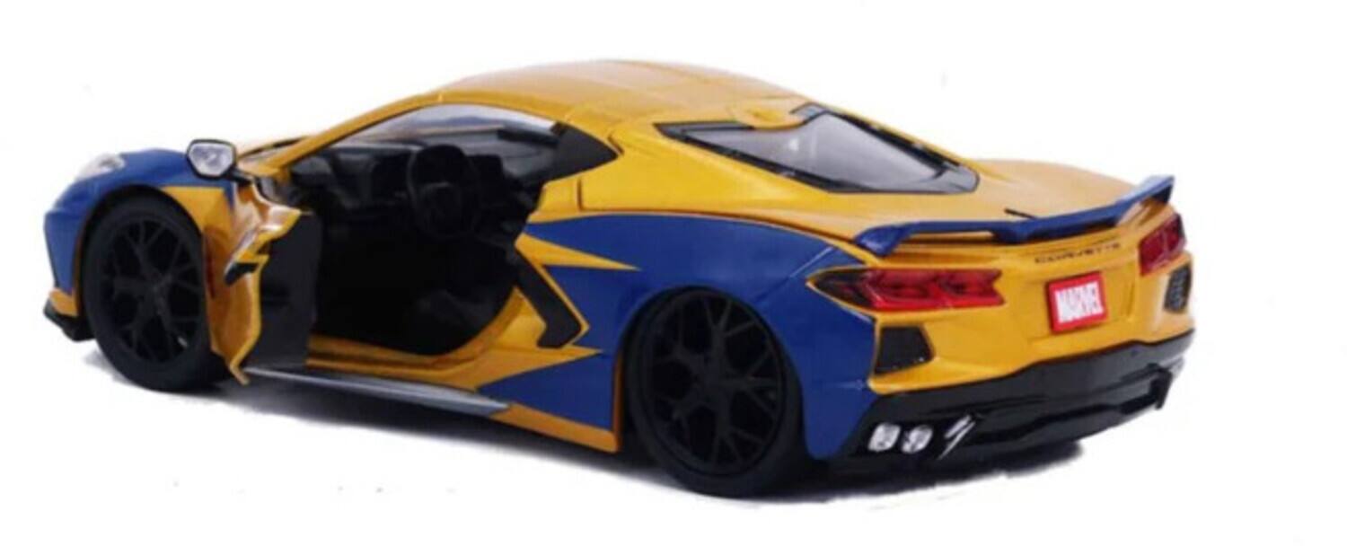 Alt View 2. Jada Toys - Jada Toys - 1:24 Marvel - Hollywood Rides - 2020 Corvette C8 with Wolverine Figure   - Collectibles - Mulitcolor.