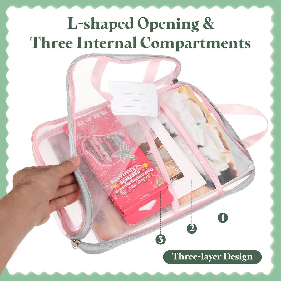 Unique Bargains Mesh Zipper Pouch 12.4x9.3 Inch Transparent Multi layer ...