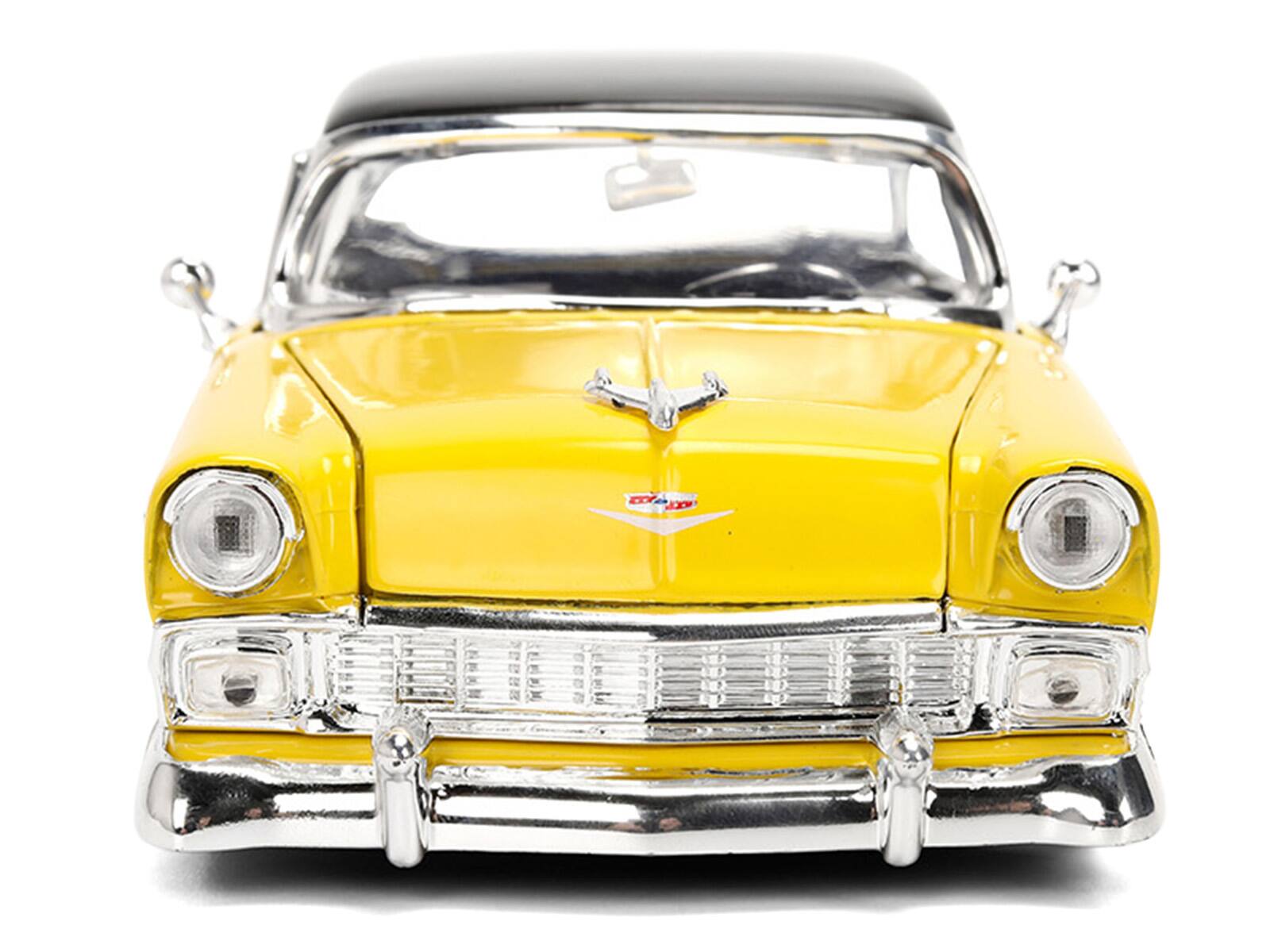 Alt View 5. Jada - 1956 Chevrolet Bel Air Yellow and Black "Bigtime Muscle" Series 1/24 Diecast Model Car by Jada - Multicolor.