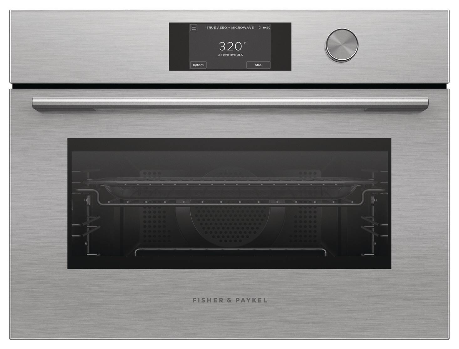 TRUE AERO MICROWAVE I 19:30 320° F  
Power level 35%  
Options Stop  
FISHER & PAYKEL