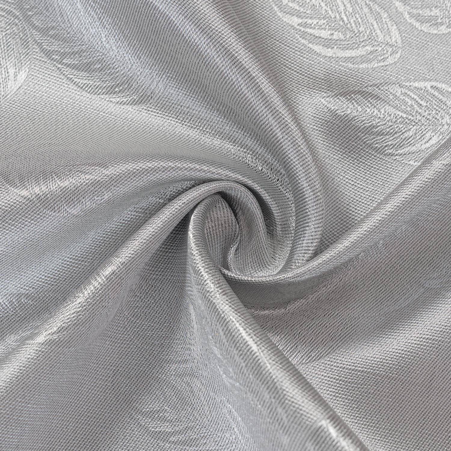 Left. Olivia Gray - Olivia Gray 100% Polyester 200 GSM Arlo Embossed Blackout Grommet Curtain Panel 54" x 84" Silver - Silver.