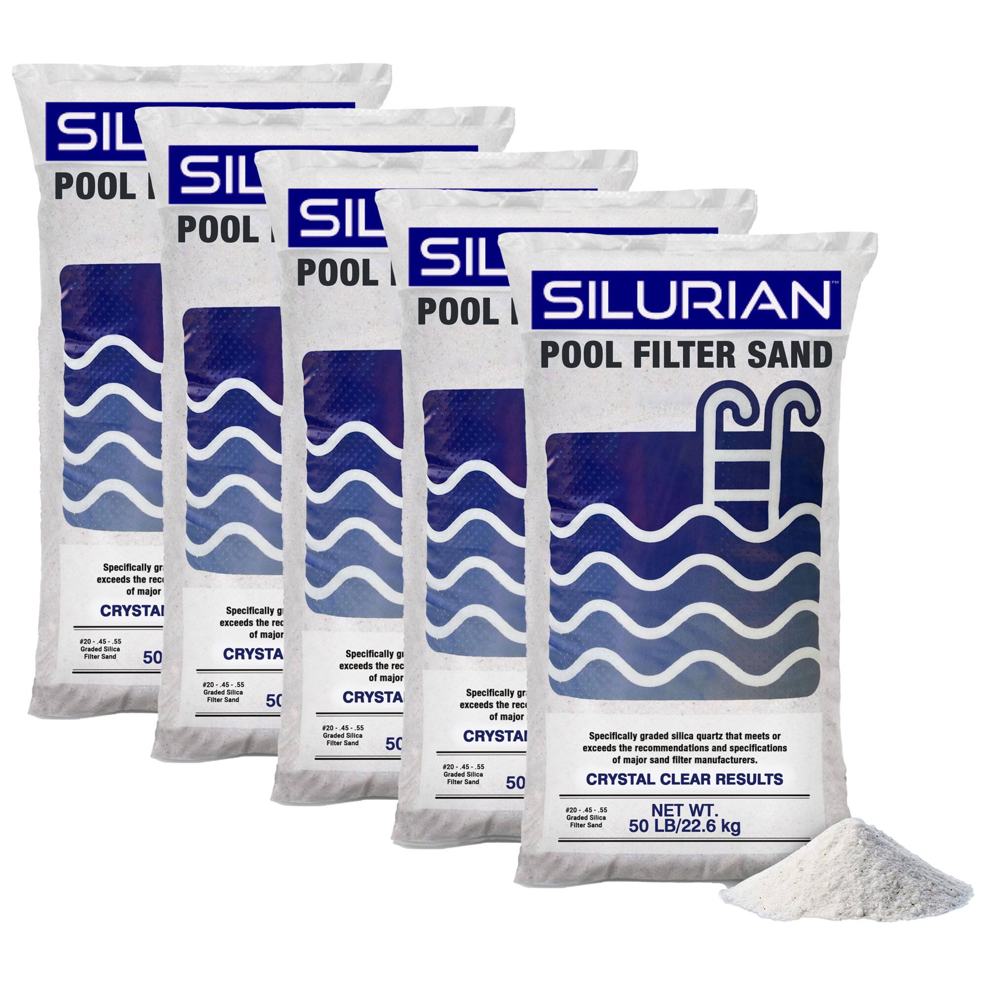 SILURIAN POOL FILTER SAND
Specifically graded silica quartz that meets or exceeds the recommendations and specifications of major sand and filter manufacturers.
CRYSTAL CLEAR RESULTS
NET WT. 50 LB/22.6 kg
#20 - 45 - 55
Graded Filter Sand