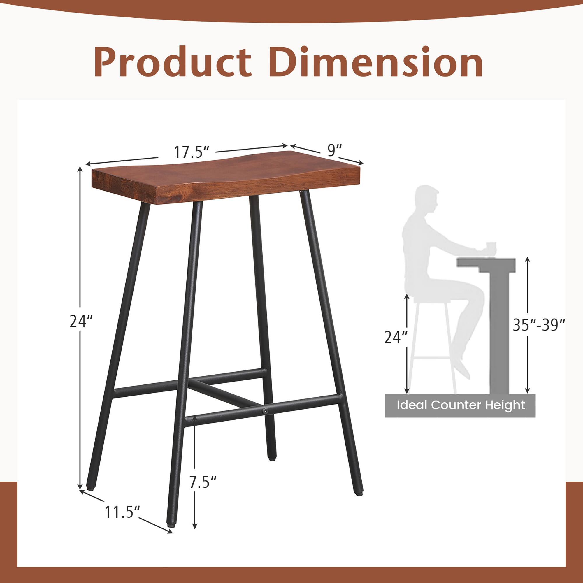 Product Dimension: 17.5", 9", 24", 24", 35"-39", Ideal Counter Height: 7.5", 11.5"