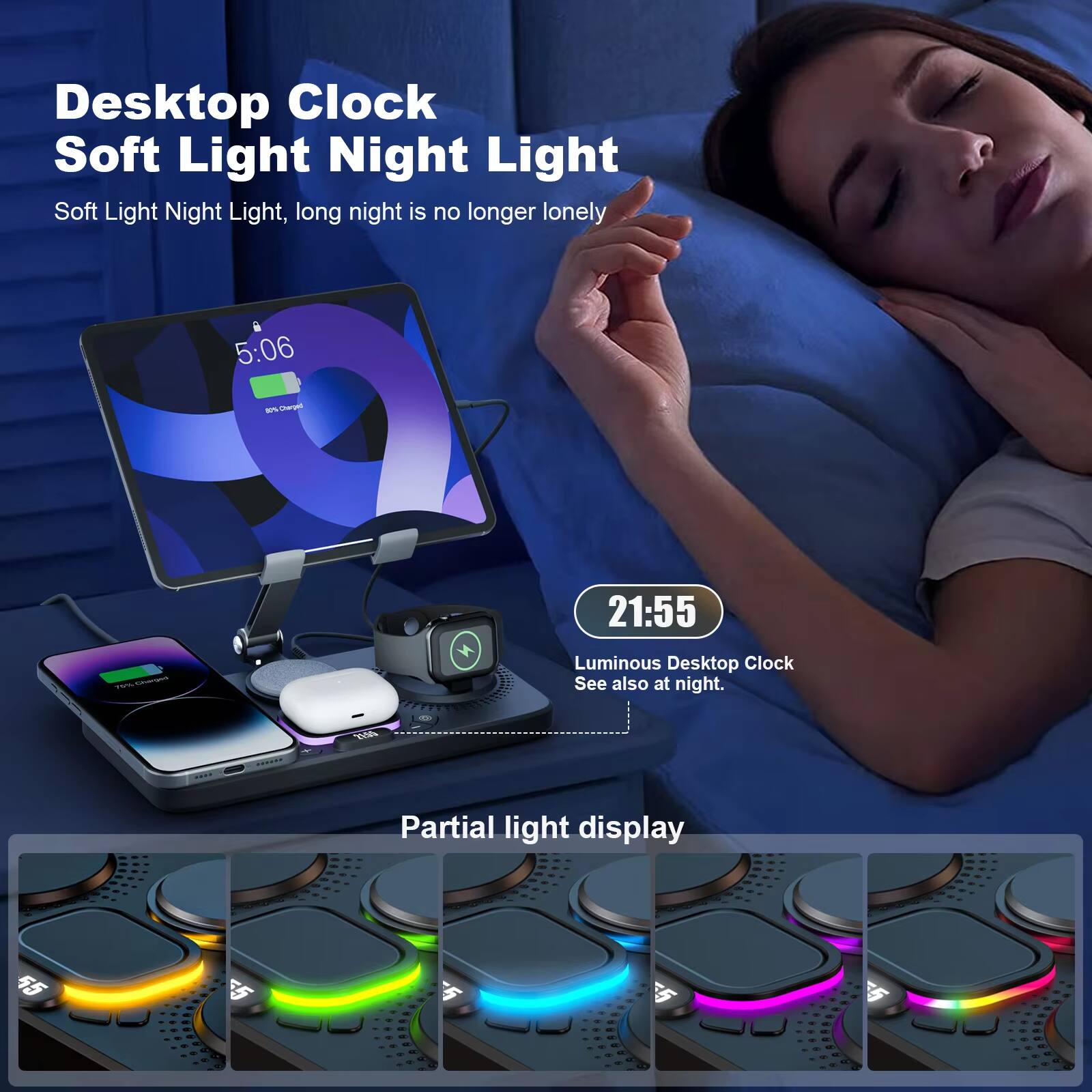 Desktop Clock Soft Light Night Light

Soft Light Night Light, long night is no longer lonely

5:06 - Oergel

21:55 - Luminous Desktop Clock See also at night.

Partial light display