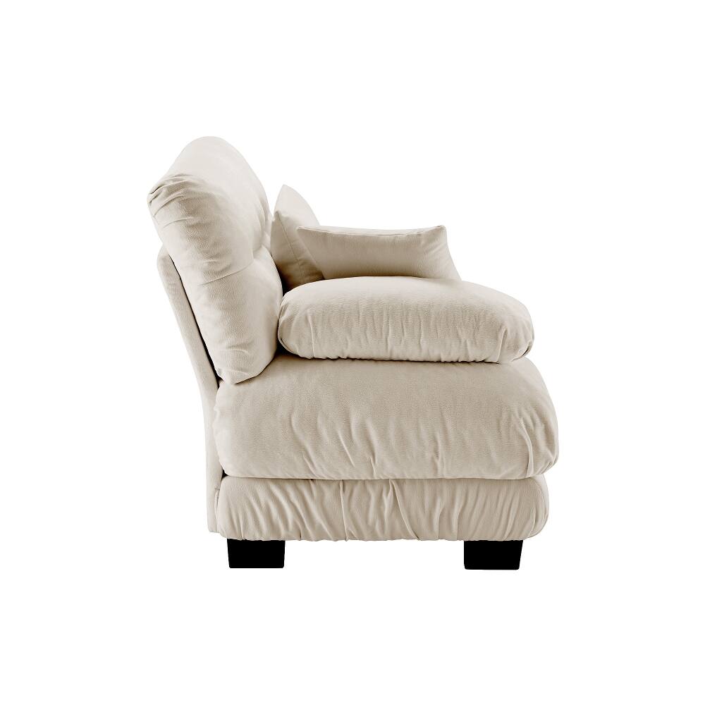 Left. Loheer - Loheer Light Coffee Chenille Modular Sofa 2 Seater Armless Couch with Pillows Solid Wood Frame for Living Room - Light Coffee.