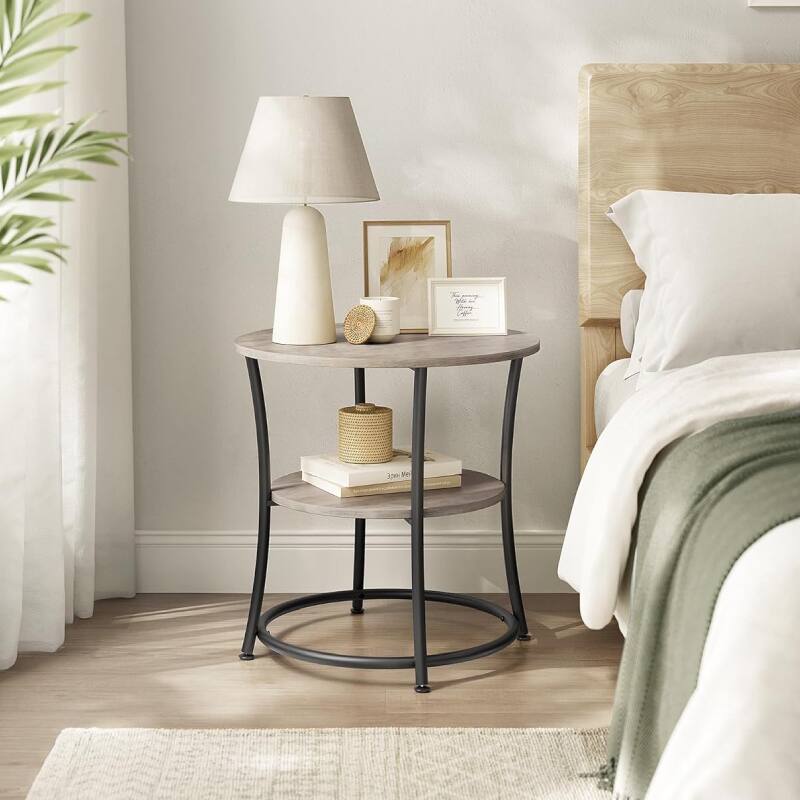 Alt View 1. Cleave Techs Inc - Side Table With Curved Steel Legs - Gray.