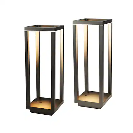 Front. Dawnrise - 2 Pack Rechargeable Cordless Table Lamp with 3 Color and Stepless Dimmable, Water Resistant, Simple Style - Black.