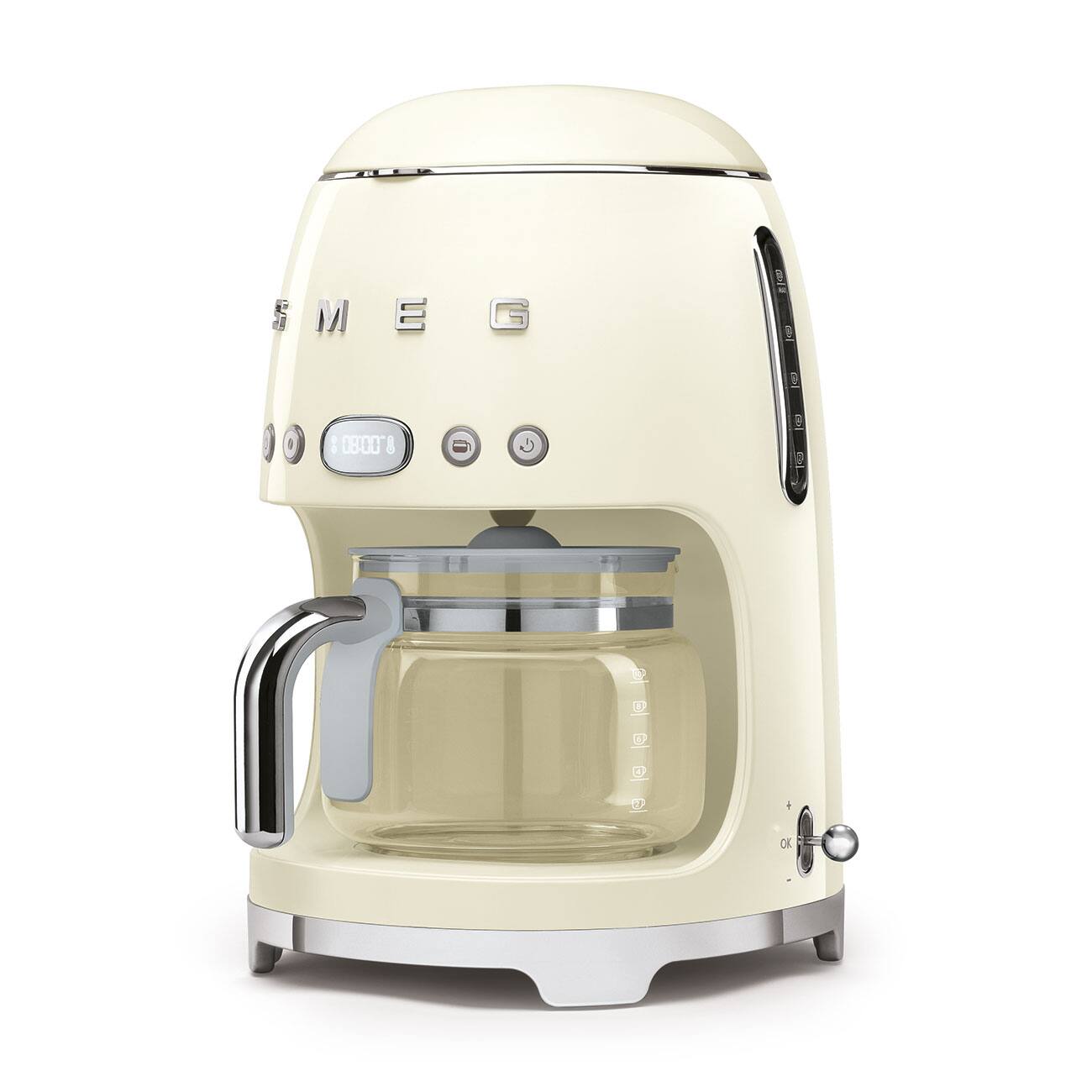 Angle. SMEG - DCF02 Drip 10-Cup Coffee Maker - Cream.