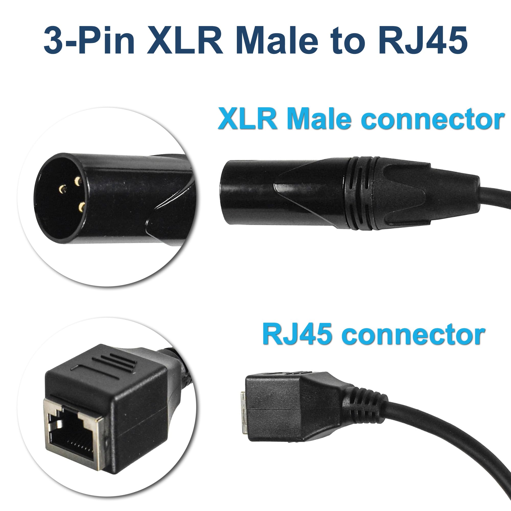 3-Pin XLR Male to RJ45

XLR Male connector

RJ45 connector
