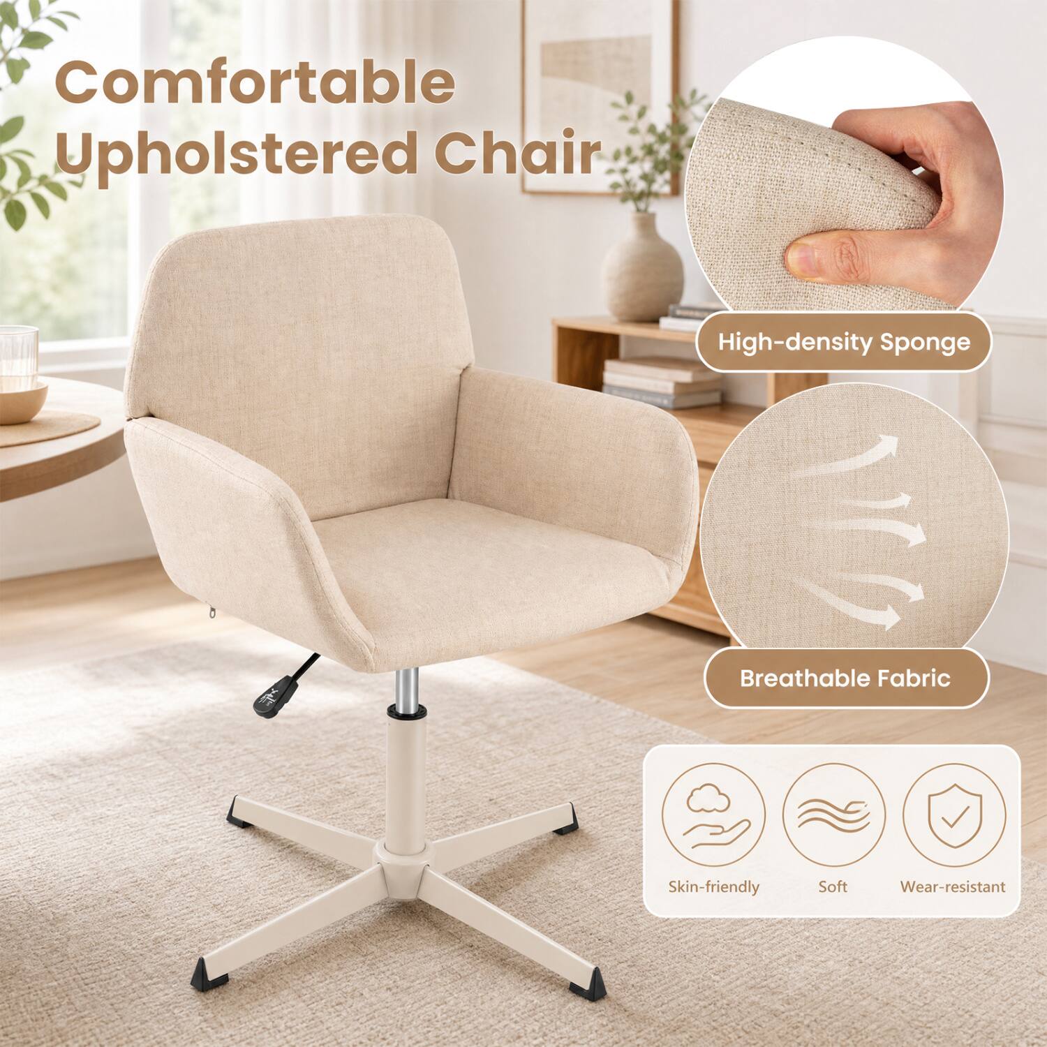 Comfortable Upholstered Chair

- High-density Sponge
- Breathable Fabric
- Skin-friendly
- Soft
- Wear-resistant