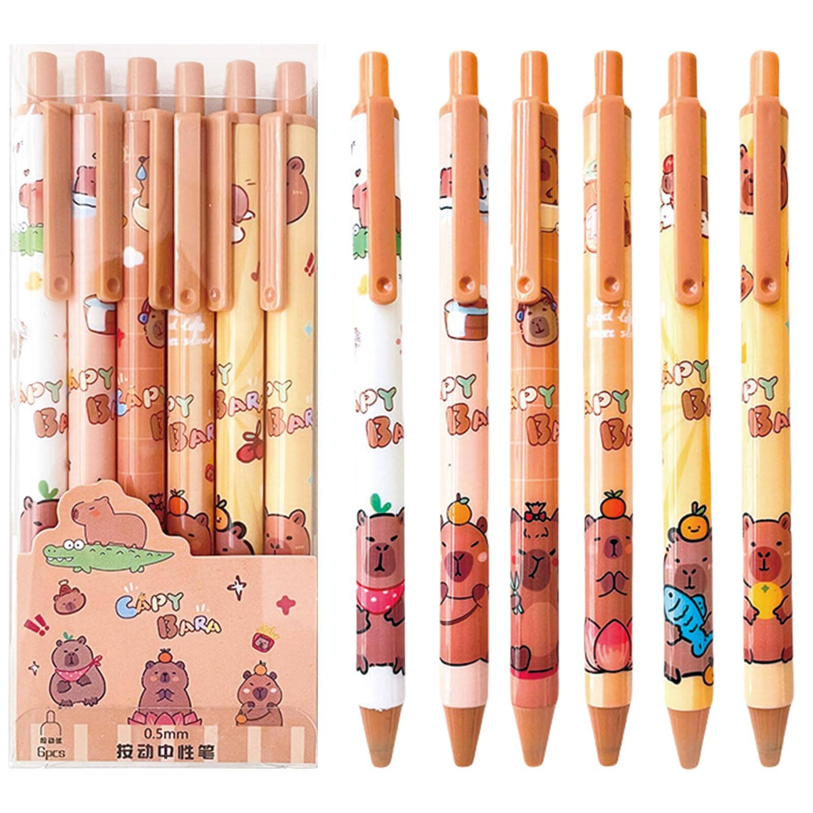 Paradigms Interiors - 6 Cute Panda Retractable Pens Pen Ink Writing Gel Aesthetic Office School Supplies For Women Men ( Panda)