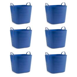 Life Story - Tub Basket 6.6 Gallon Plastic Storage Tote Bin with Handles (6 Pack) - Blue