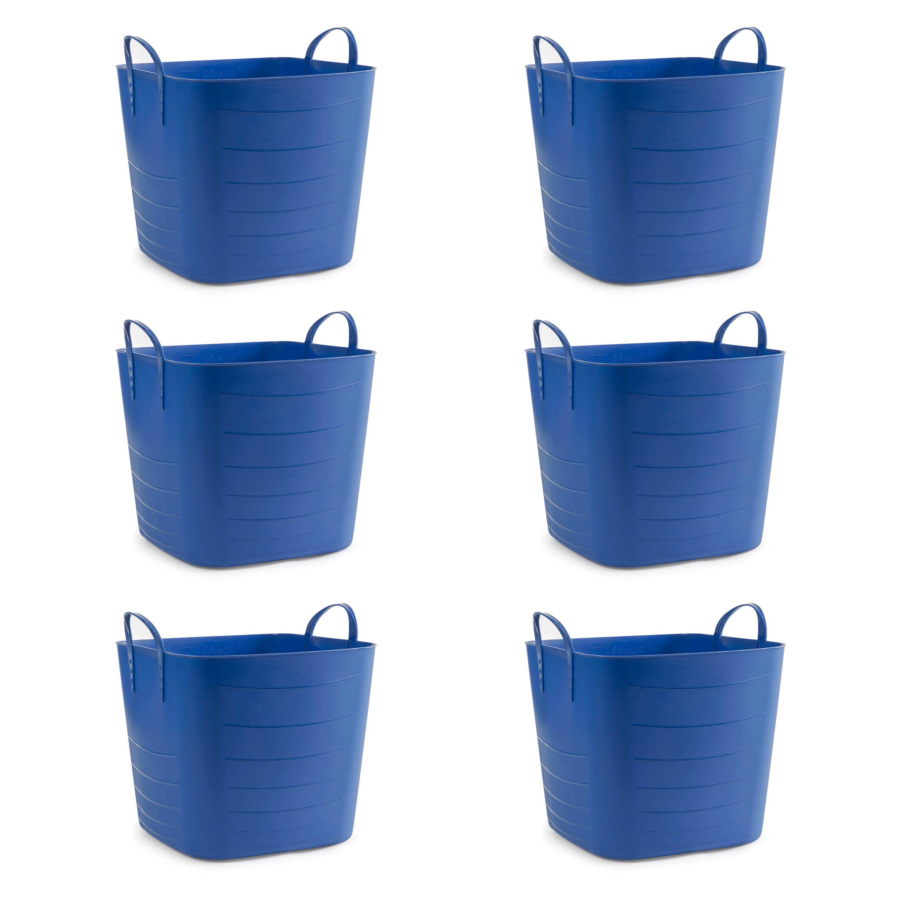 Front. Life Story - Life Story Tub Basket 6.6 Gallon Plastic Storage Tote Bin with Handles (6 Pack) - Blue.