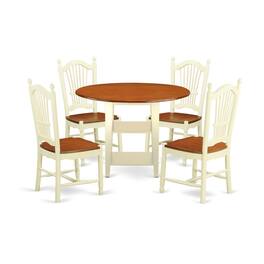 East West Furniture - Dining Room Set Buttermilk & Cherry - Brown