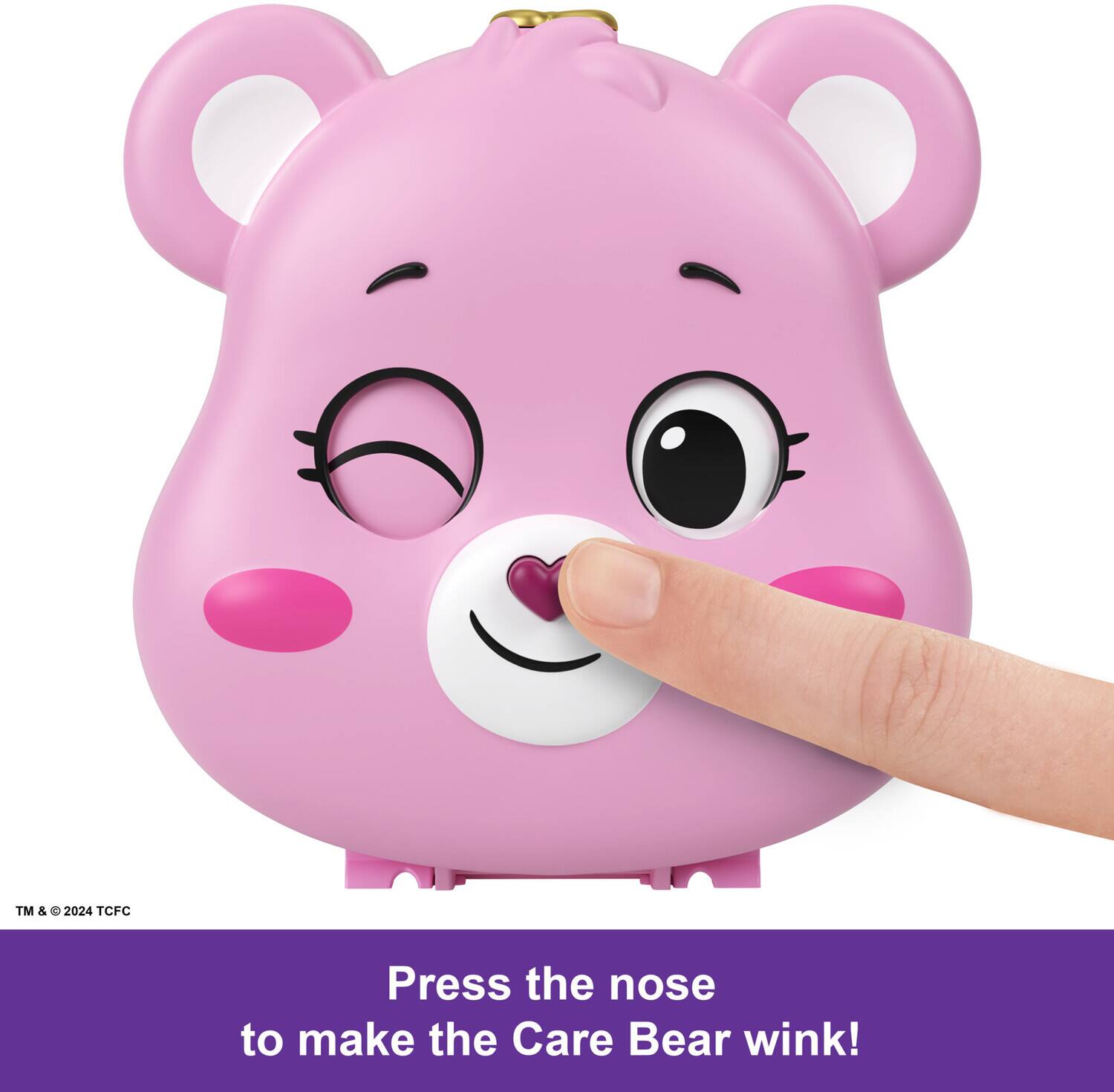 Press the nose to make the Care Bear wink!